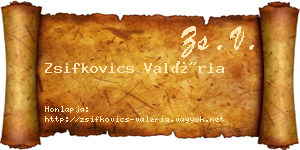 Zsifkovics Valéria névjegykártya